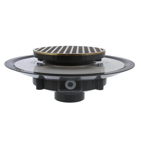 Jones Stephens 2in. Heavy Duty PVC Drain Base with 3-1/2in. Plastic Spud and 6in. Polished Brass Strainer D50044